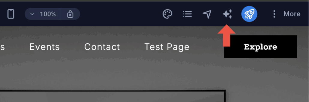 screenshot of an arrow pointing to AI icon